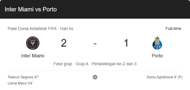 hasil pertandingan inter miami vs fc porto